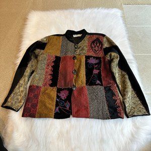 Flashback Jacket Embroidered Velvet Jacquard Artsy Whimsigoth Witchy Boho MEDIUM
